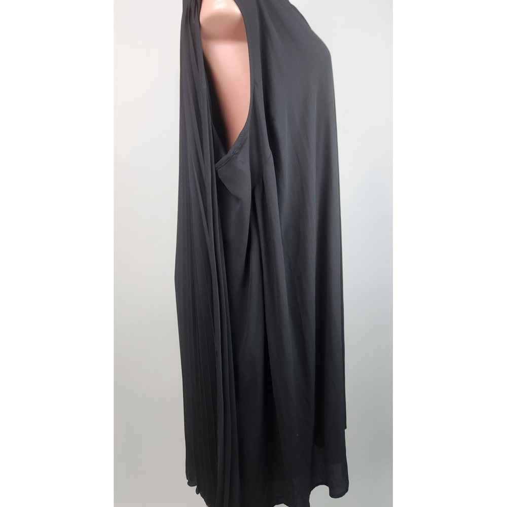 Catherines 30W Black Pleated Sleeveless Midi Dress Plus Size Women's - Picture 2 of 5
